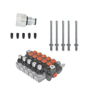 5 Spool 11 GPM Hydraulic Acting Control Valve + Conversion Plug SAE Port