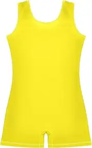 [GAIGEO] Canary Yellow Gymnastics Leotards for Girls Toddler Biketards Unitard Ballet Outfit with Shorts 2-3t