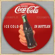 COCA COLA BUTTON BOTTLE IN HAND SIGN REMAKE BANNER MURAL GARAGE ART SIZE CHOICES