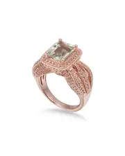 Suzy Levian Rosed Silver 4.60 ct. tw. Gemstone Statement Ring