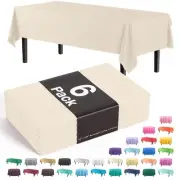 Ivory Plastic Tablecloth 54" x 108" Rectangle for Parties - 6 Pack