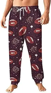 [Generic] Men's Sweatpants, Maroon Football and Stars Pattern-70, Polyester Joggers, Sweatpants Jogging Pants for Workout Running