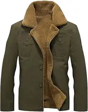 [Aoleaky] Winter Jacket Men Pilot Jacket Warm Male Wool Collar Mens Fleece Jackets