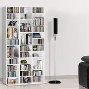 [Artiss] Bookshelf, Adjustable Book Shelf Bookcase Corner Display Cabinet Storage Shelves Bookshelves Stand CD DVD Rack Living Room Office Furniture, Holds 1116 CDs 528 DVDs 15mm Thick Frame White