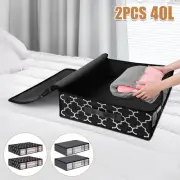 2X Underbed Clothes Storage Bags Zipped Organizer Under Bed Wardrobe Closet Box⇕