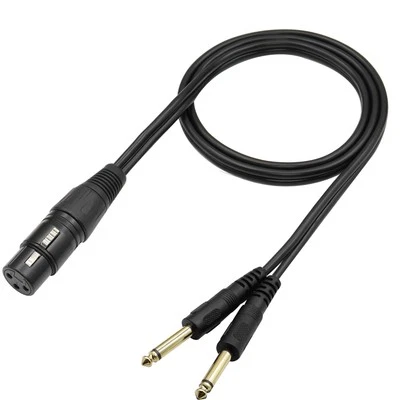 XLR Female to Dual TS 1/4 Stereo Splitter Cable 3-Pin XLR to Dual 6.35mm Mono...