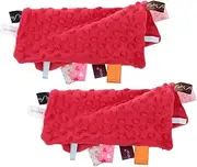 CATIEBYE 2Pcs Colorful Label Soothing Handkerchiefs Soft Knit Towels for Newborns Random Colors for Intellectual Development Comforting Crying