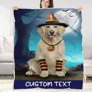 Golden Retriever Dog Blanket Personalized Throw Woven Fleece Sherpa Designs NWT