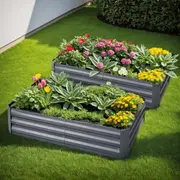 2x Green Fingers Garden Bed 150x90cm Planter Box Raised Container Galvanised Herb