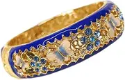 [NXAWUE] Cloisonne Bracelet,Enamel Bracelet, New Cloisonne Enamel Rhinestone Wide Bracelets Ladies Handcraft Jewelry Fashion Gilding Cuff Bangles