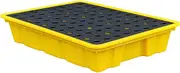 Spill-Proof Tray Oil Tank Spill Tray，Spill Containment Platform, Modular Spill Platforms with Flat Top Grating, Yellow and Black Polyethylene Pallets, Warehouses Factory Workshop Leakproof T