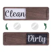 Dishwasher Magnet Clean Dirty Sign Rectangle Wood Grain Sign, Dark Brown