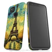 For Google Pixel 4a Tough Protective Cover, Eiffel Tower Painting