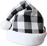 Christmas Costume Hat Plaid Santa Clause Decoration Adult Women Men Berry Warm Lining Unisex