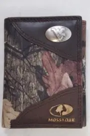 ZEP PRO West Virginia Mountaineers MOSSY OAK Camo Trifold Wallet Tin GIFT Box