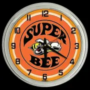 16" Dodge Super Bee Orange Sign Neon Clock Man Cave Garage Muscle Mopar