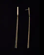 Fremada 14K Italian Gold Bar Tassel Drop Earrings