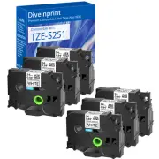 6PK Compatible Brother P-Touch Label Maker Printer Tapes Laminated TZ TZe-s251