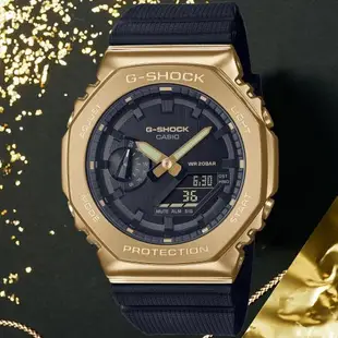 CASIO G-SHOCK 農家橡樹 黑金奢華雙顯腕錶 GM-2100G-1A9