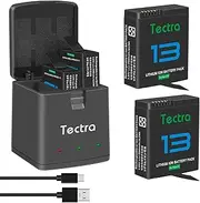 Tectra Battery for Gopro Hero 13 (2-Pack), 2100mAh Battery and 3-Channel Fast Charger Box Compatible with Gopro Hero 13 Black Action Camera Battery