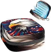Period Bag,Sanitary Napkin Storage Bag,4th of July Independence Day Eagle,Tampon Bag for Purse