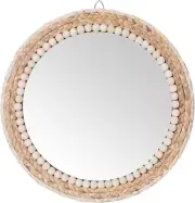 SWTHONY 15 Inch Boho Round Hanging Wall Mirror Decorative Rattan Circle Mirrors