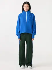Fleece Zip Through Polo Sweat
