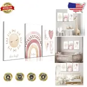 Charming 3-Piece Nursery Wall Art Set - Boho Canvas Prints for Kids Rooms