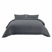 Cotton Waffle Duvet Doona Quilt Cover Set Double Queen Super King Charcoal
