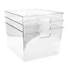 Isaac Jacobs 3-Pack XL Clear Plastic Storage Bins w/ Handles Fridge Freezer Safe