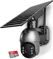 Elinz 4G LTE Cellular Security Camera 3MP 2K Resolution PTZ Outdoor IP65 Solar Battery Powered 360° CCTV, Two-Way Audio, PIR, Siren, Colour Night Video, 32GB SD Card