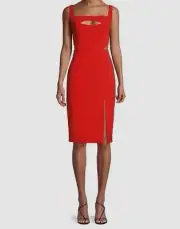 $196 Aidan by Aidan Mattox Women's Red Cutout Square Neck Sheath Dress Size US 8