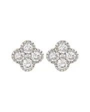 Suzy Levian 14K 0.70 ct. tw. Diamond Clover Studs