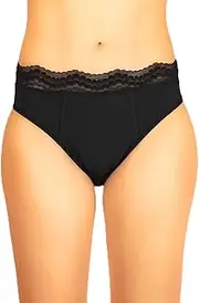 [Haute pression] Women's Pink High Menstrual Panties with Lace Elastic Waist, Light Flow T38 Underwear, Black, UK 10, Black, 38
