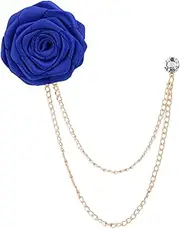[HSQYJ] Floral Bridegroom Wedding Badge Brooches Cloth Art Rose Flower With Hanging Tassel Chain Suit Shirt Lapel Brooch Pin Fashion Jewelry for Men Boy