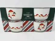 Ciroa Bakehouse Ramekins mushrooms and holly Set of Four New christmas holiday