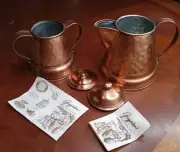 Gregorian Solid HAND Hammered Copper TEA & Sugar Set VINTAGE NEW UNUSED! db