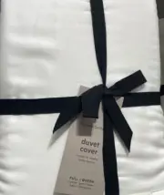 West Elm SILKY TENCEL Duvet Cover Full / Queen & 2 Standard Shams White New