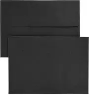 50 Pack Black Envelopes - Bulk Black 5.25x7.25 Envelopes for Invitations, Wedding, Graduation, Birthday, Greeting Cards (A7, Square Flap)