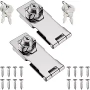 2 Pack 4 Inch Keyed Hasp Locks Twist Knob Keyed Different Locking Hasp for Small