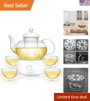 Premium Glass Tea Warmer and Infuser Teapot - Ideal Gift for Tea Lovers