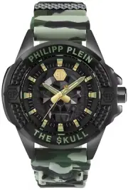 New Philipp Plein Unisex Watch The Skull Black/Camouflage Green PWAAA0821