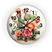 Cactus Flower Wall Clock Floral Wall Clock, Home Decor Gift House Warming Gift