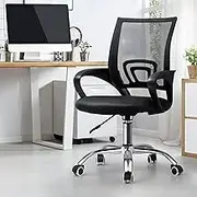 Ergonomic Mesh Office Chair, Height Adjustable, Black with Chrome Base