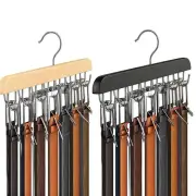 Wooden Tie Coat Hangers Holder Rack Storage Suit Belt Wardrobe Organizer-14 Bar√