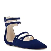 NIB Nine West Svetlana Pointy Toe Flats Navy Blue Size 5 Brand New