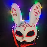 在飛比找蝦皮購物優惠-新款夜光兔面具可愛網紅兔面具萬聖節化妝舞會嘻哈時尚cos裝扮