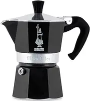 Bialetti - Moka Express: Black Iconic Stovetop Espresso Maker, Makes Real Italian Coffee, Moka Pot 3 Cups (9 Oz - 270 Ml), Aluminium, Black