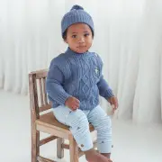 Boys Winter Navy Bluestone Cable Knit Jumper Seal