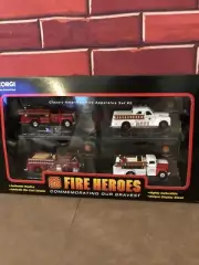 2002 Corgi Fire Heroes Firetruck Die Cast 4 pieces New in box Set #5